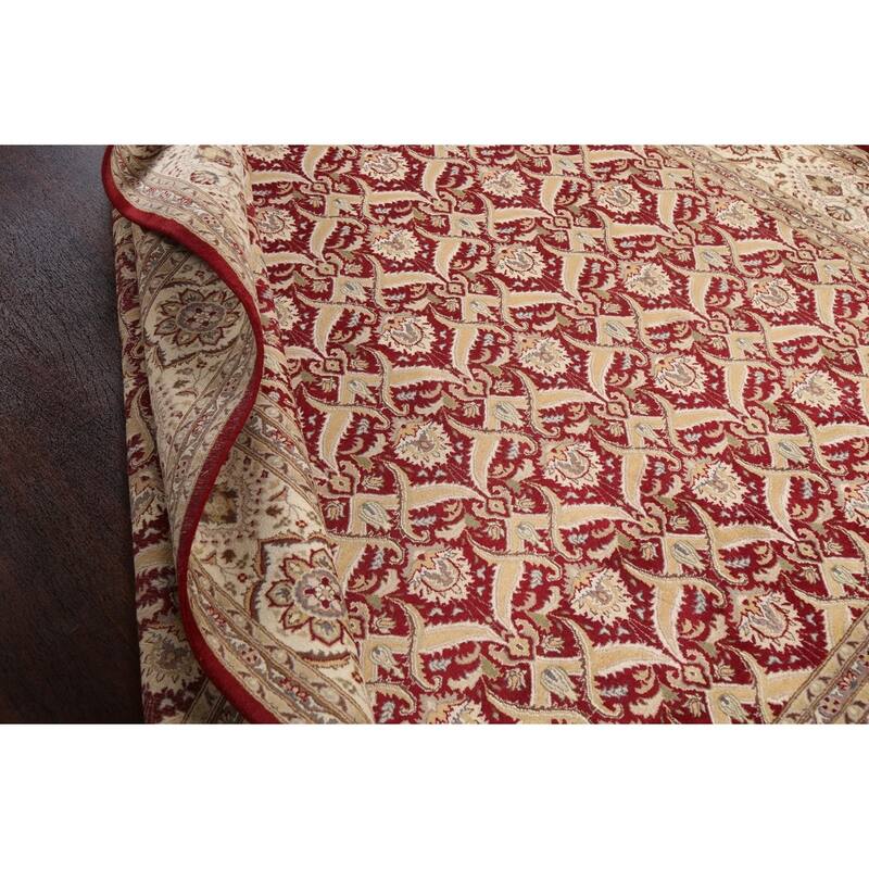Wool/ Silk Floral Vegetable Dye Kashan Oriental Area Rug Hand-knotted - 8'0" x 10'4"