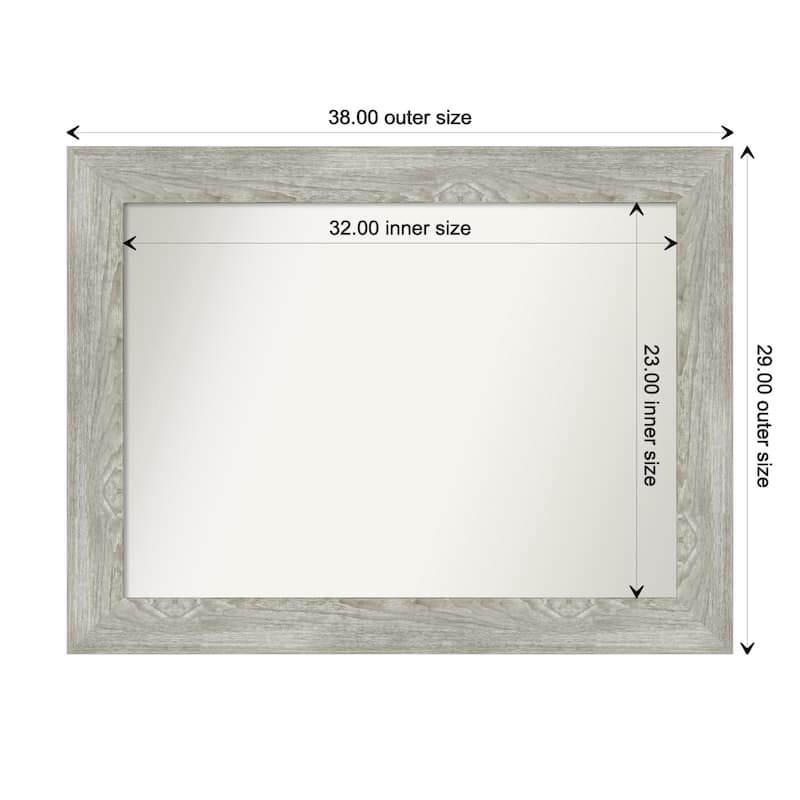 Dove Greywash Framed Non-Beveled Custom Wall Mirror, Bathroom Vanity Mirror - Outer Size: 38 x 29
