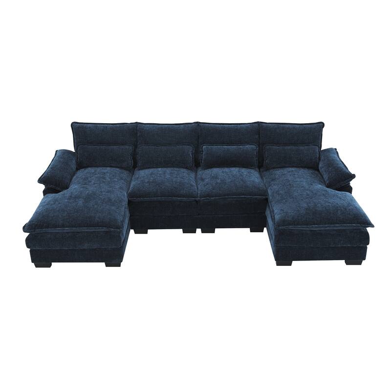 Modular U-Shaped 6-Seat Sofa with Chaise, Double Cushion Upholstered Sleeper for Living Room