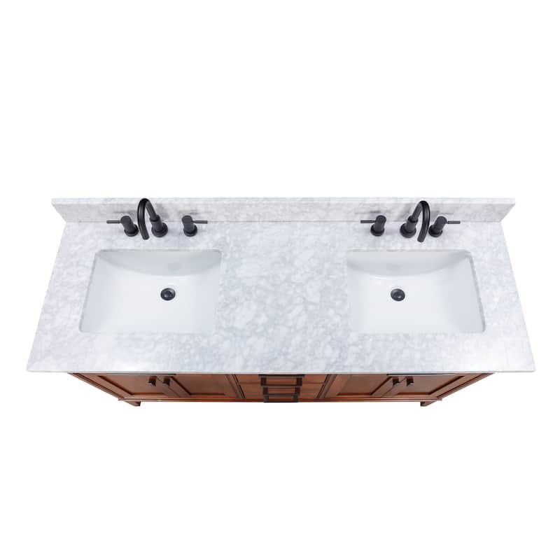 Madison 60 in. Double Sink Bathroom Vanity with Carrara Marble Top - 61"W x 22"D