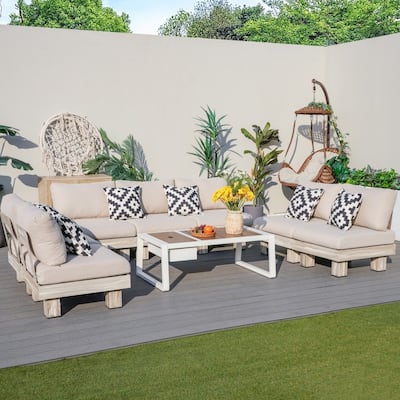 Modern Outdoor Conversation Set with Coffee Table and Ice Bucket