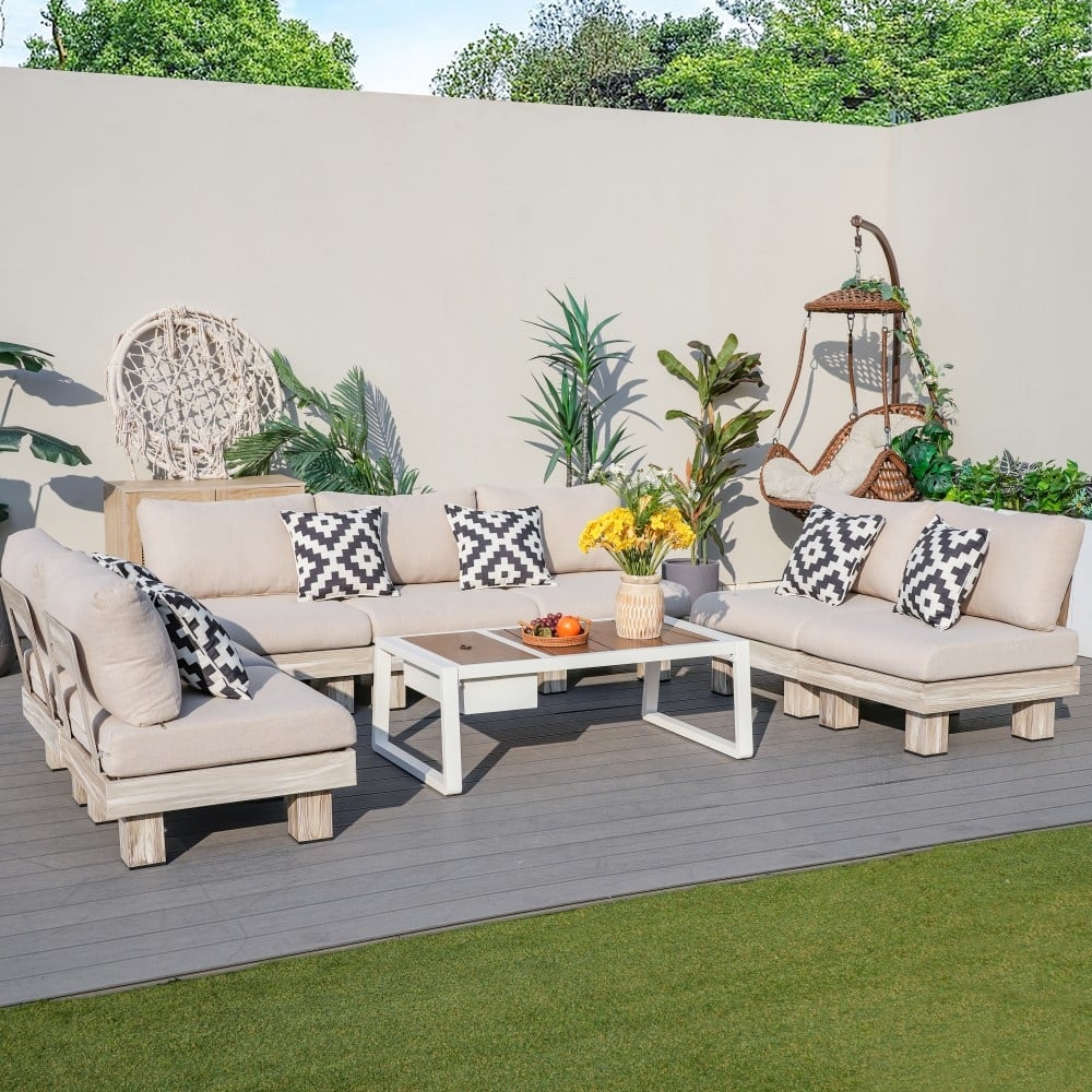 Modern Outdoor Conversation Set with Coffee Table and Ice Bucket