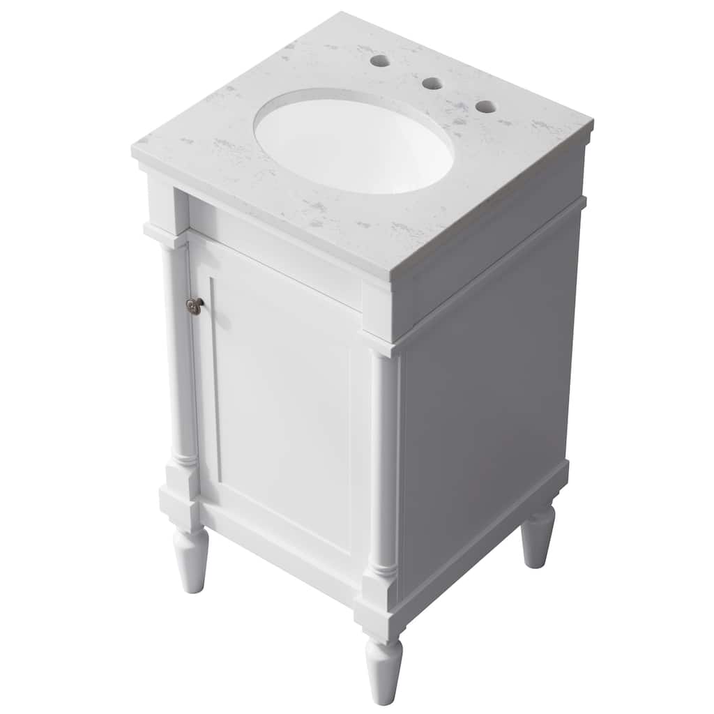 19-Inch Two-Tone Solid Wood Bathroom Vanity with Sink - Compact Space-Saving Design