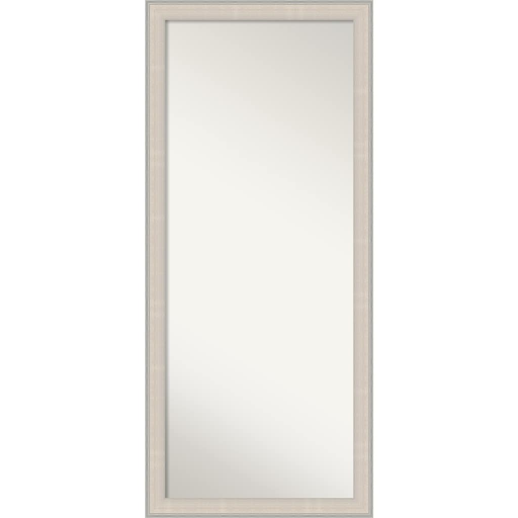 Cottage White Silver Non-Beveled Wood Framed Full-Length Floor Leaner Mirror - Cottage White Silver - Glass Size 24x60