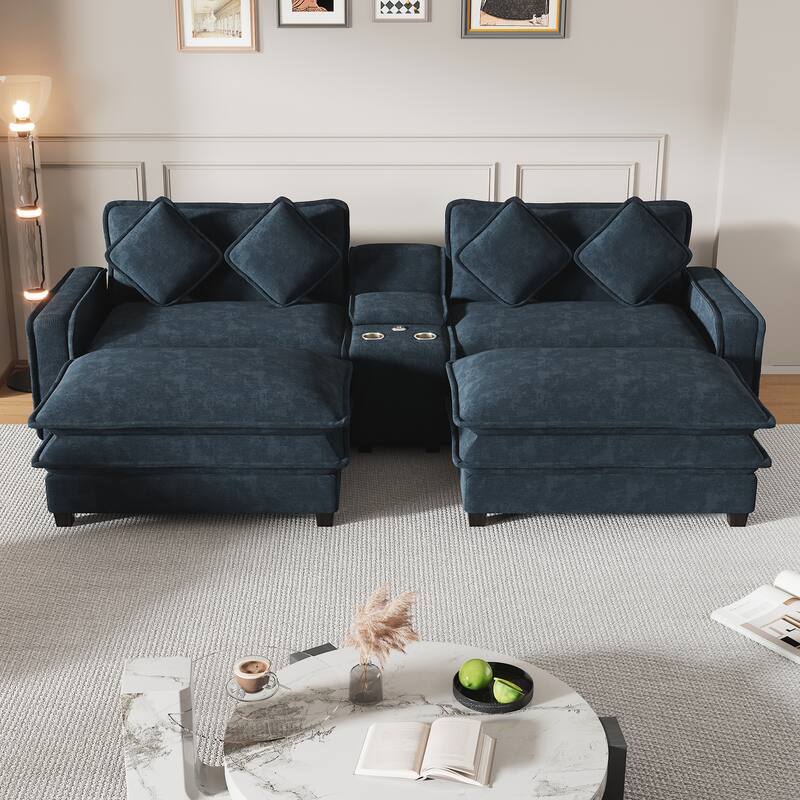 Stylish and Functional Sectional Sofa with Chenille Upholstery by Harper&Bright Designs