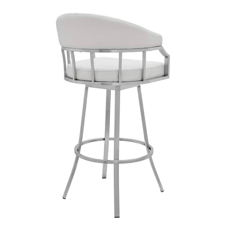 Palmdale Faux Leather and Metal Upholstered Swivel Counter or Bar Stool