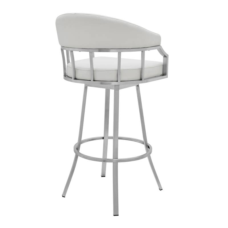 Valerie Faux Leather Upholstered Swivel Bar or Counter Stool with Stainless Steel Frame - N/A