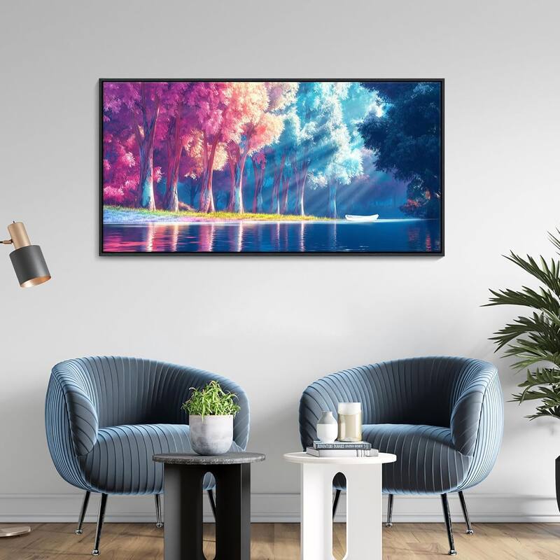 Colorful Tree Wall Paintings Large Forest Landscape Canvas Pictures - 24 x 48