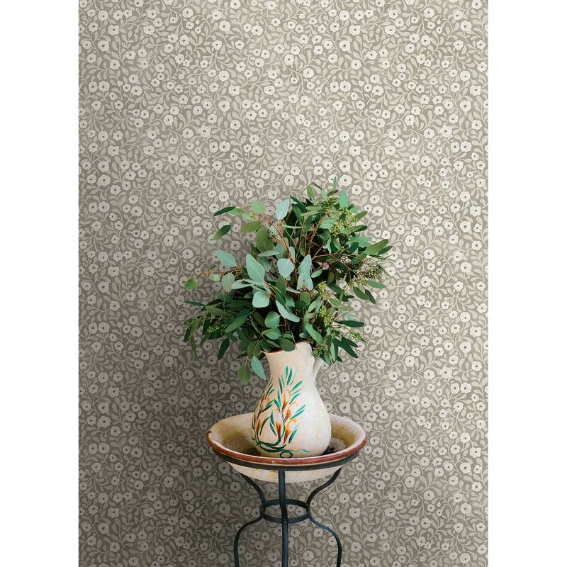 Chesapeake Poppy Trail Grey Floral Wallpaper