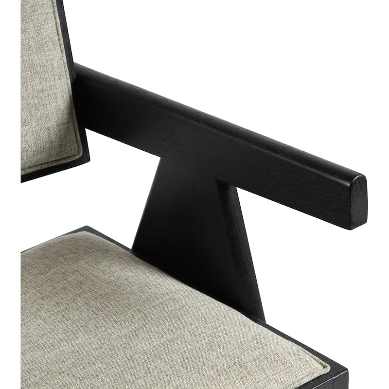 Modern Black Finish Arm Chairs Set Upholstered