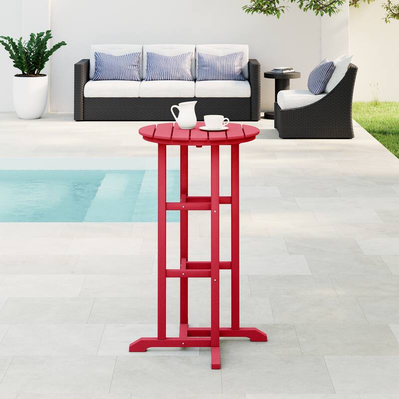 Polytrends Laguna Hdpe All Weather Outdoor Patio 24" Round Bar Bistro Table - Red