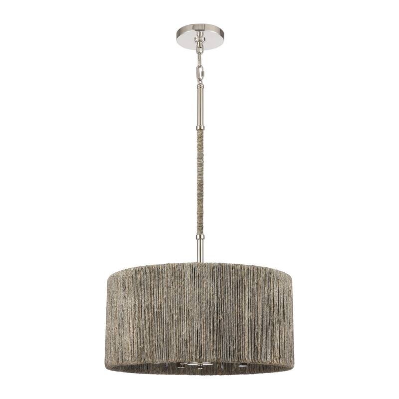 Elk Home Abaca Polished Nickel With Rope Shade 4 Light Chandelier