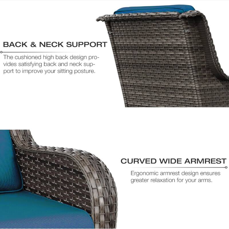 Wicker Patio Furniture Set 5 Piece Rattan Outdoor Sectional Conversation Sets with 2 Chairs,2 Ottomans and 1 Side Table