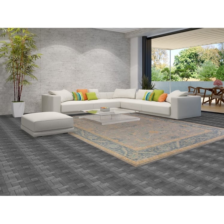 Hand Knotted Oriental 100% Wool Carpet Transitional All-Over Greys & Charcoal Oushak Area Rug - 12' 0'' X 9' 5''