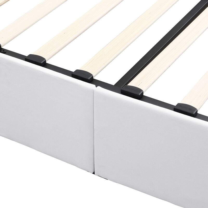 Upholstered Platform bed with a Hydraulic Storage System - White