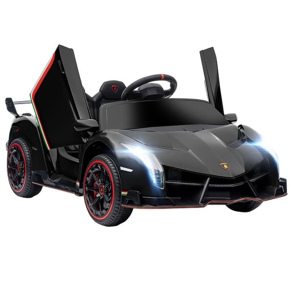 slide 2 of 10, Lamborghini Veneno Licensed Ride-On Electric Car for Kids with Remote Control Black