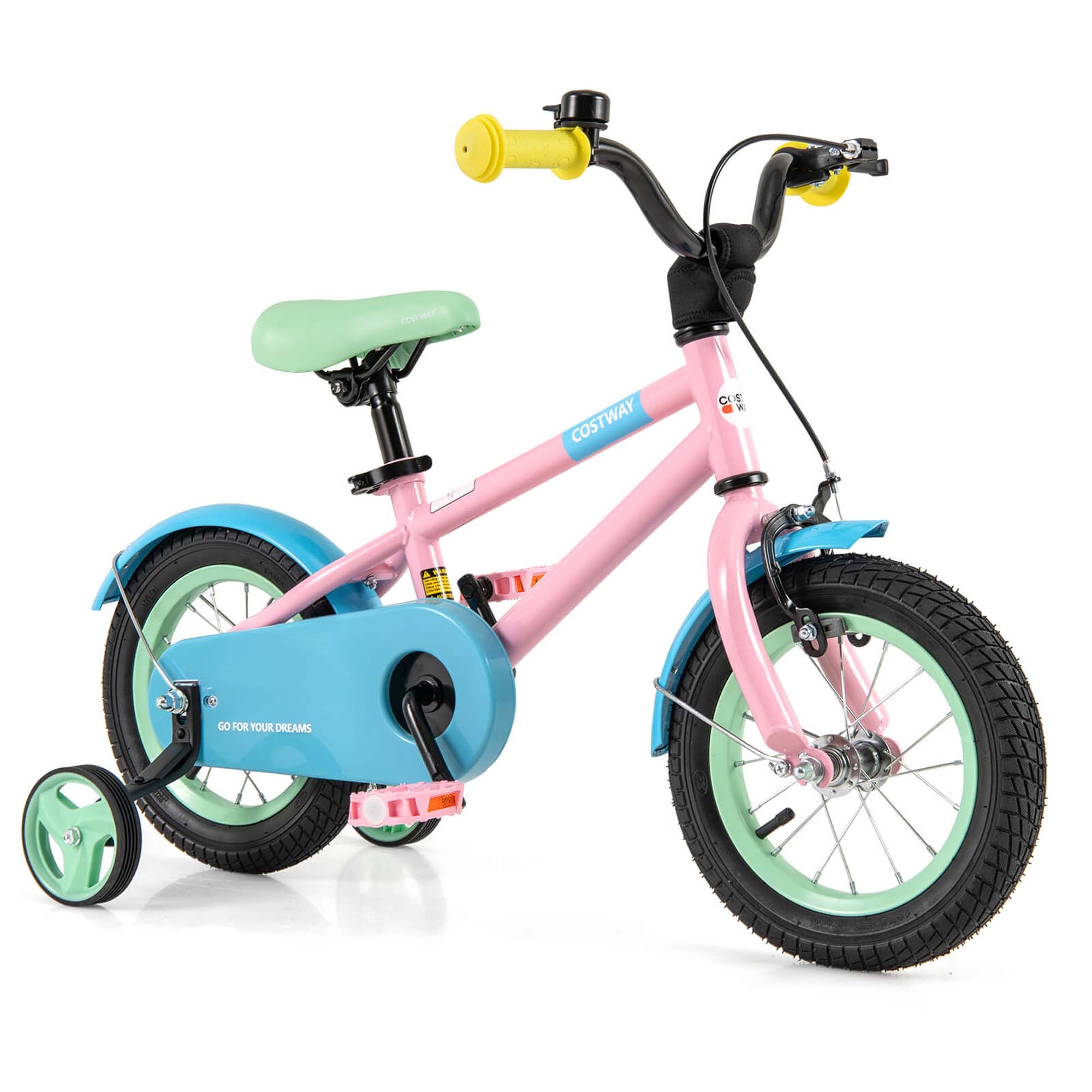 Kids Bike with Adjustable Handlebar and Saddle Black 12 Inches Costway