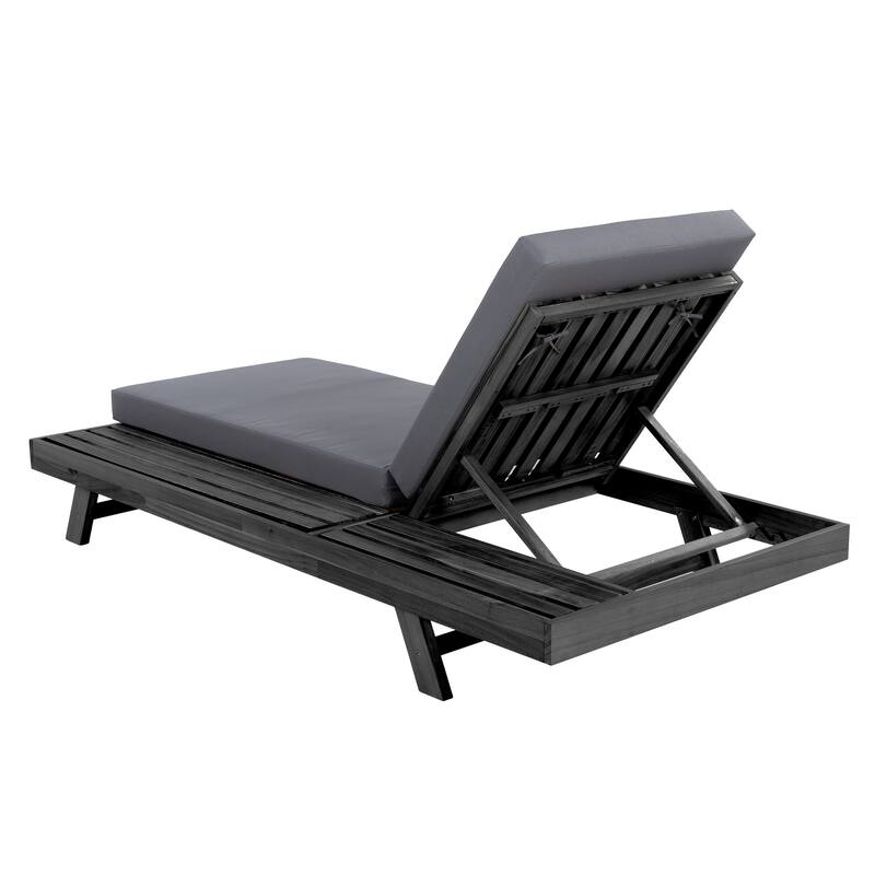 Christopher Knight Home - Arcola Modern Outdoor Acacia Wood 4-Position Adjustable Chaise Lounge with 4" Thick Cushion - 79"L