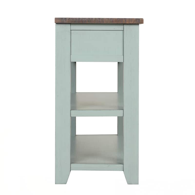 48'' Solid Pine Wood Top Console Table, Modern Entryway Sofa Side Table with 3 Storage Drawers and 2 Shelves