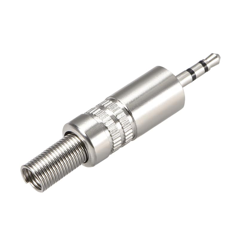 2.5mm Stereo Male Jack Solder Audio Video Cable Power Adapter Zinc Alloy 2Pcs - Silver Tone - 1.69" x 0.35" (L*D)