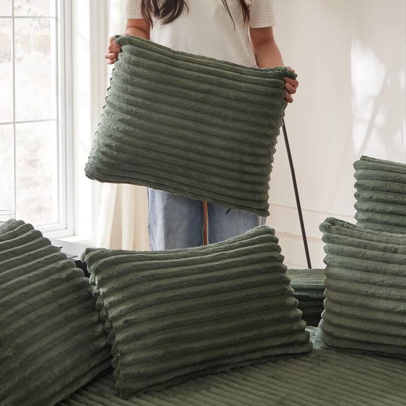 Rossetta 78.5'' 2-in-1 Neck Pillow Design Corduroy Modular Left Semi-Circular Sofa with Throw Pillows