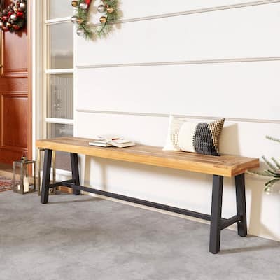 Costway 63" Long Outdoor Acacia Wood Bench Seats up to 3 Persons for - See Details