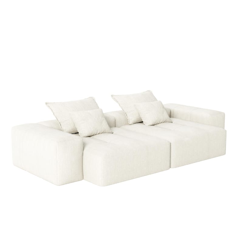 113.39" Chenille 4-Seater Modular Sofa, Sparkling Tufted and Non-Slip Base