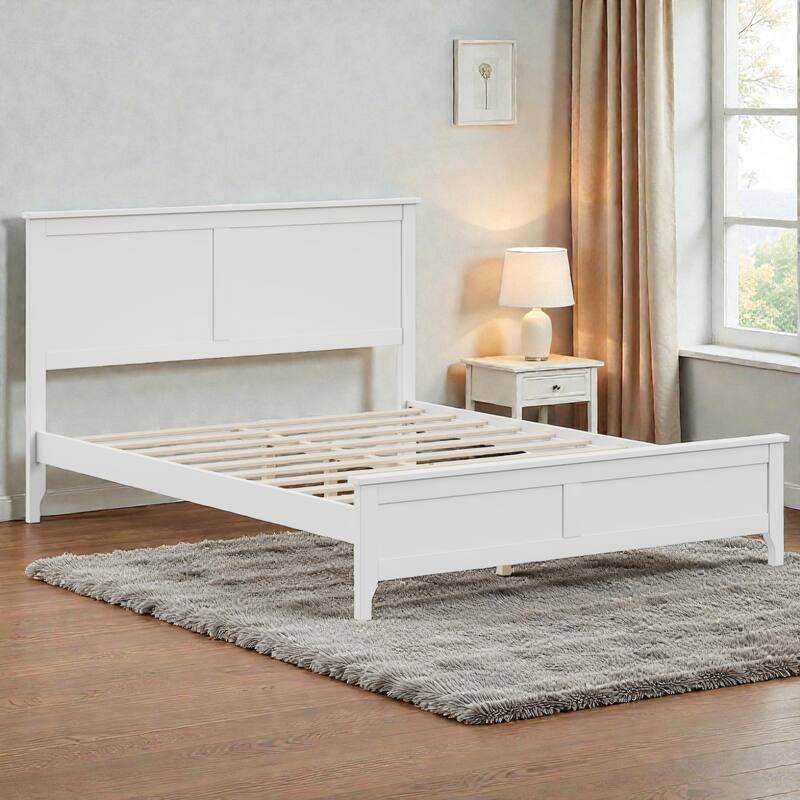 Modern Solid Wood Platform Bed Frame with Wooden Slats Support, No Box Spring Needed, Full Queen King