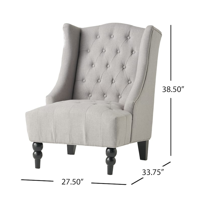 Contemporary Design Upholstered Wingback Chair, Hi-back Club Chair with Wood Legs