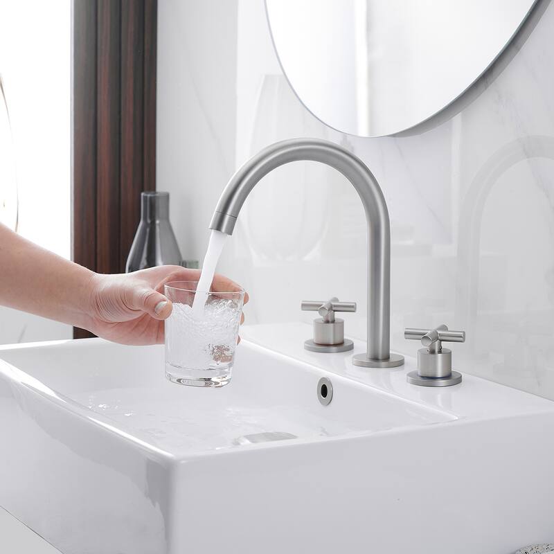 Widespread Bathroom Faucet 3-Hole Double Handle Vanity Tap with Pop-Up Drain