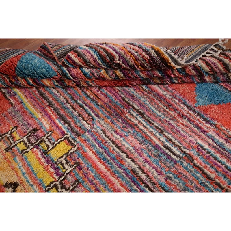 Colorful Moroccan Oriental Large Area Rug Handmade Wool Carpet - 9'4" x 14'5"