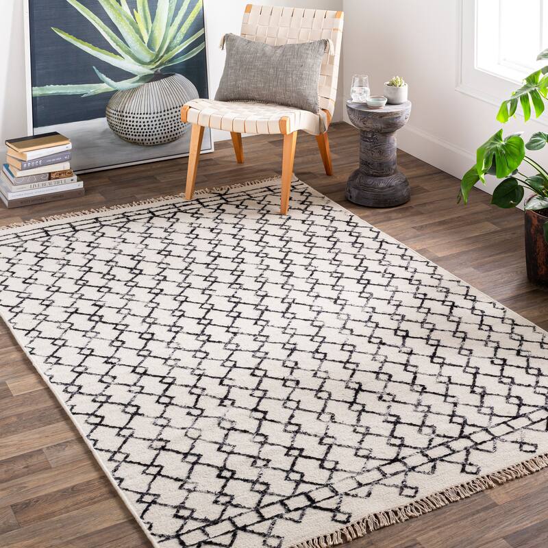 The Curated Nomad Duncan Hand-woven Wool Area Rug - 8' x 10' - White