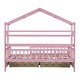 preview thumbnail 5 of 10, Pink Twin Pine House Bed with Roof, Drawers, and Shelf