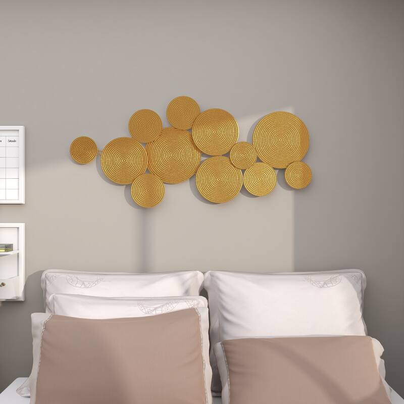 CosmoLiving by Cosmopolitan Metal Plate Wall Decor with Textured Circles - Gold or Black