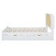preview thumbnail 6 of 36, Queen Rattan Headboard Bed Frame with Storage Drawers and Pull-Out Trundle, Elegant Design, Durable Slat Support, White