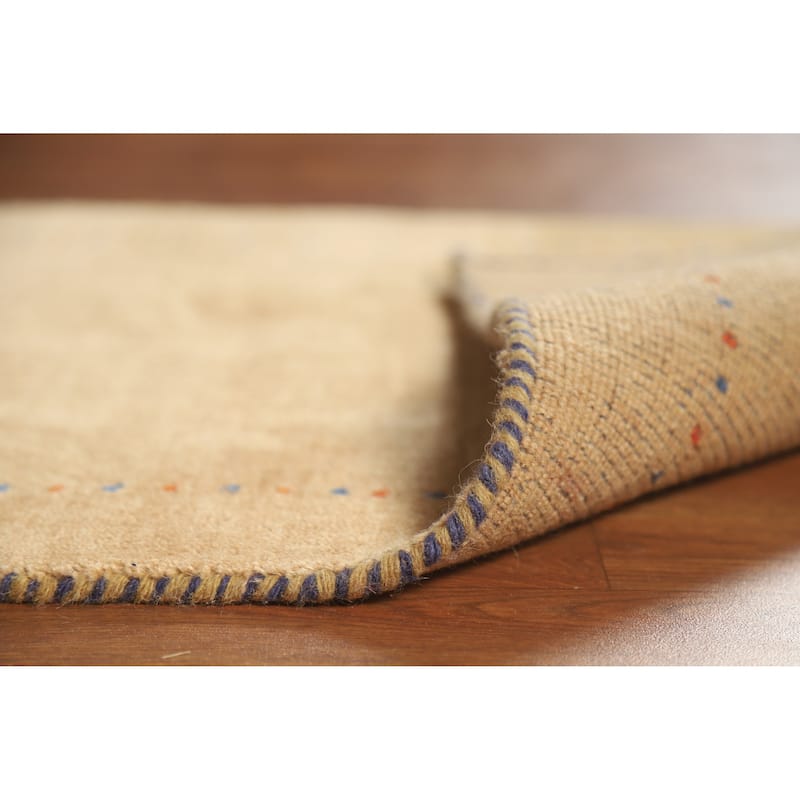 Hand Knotted Oriental 100% Wool Carpet Tribal Animal Pictorial Brown Gabbeh Area Rug - 3' 10'' X 2' 1''