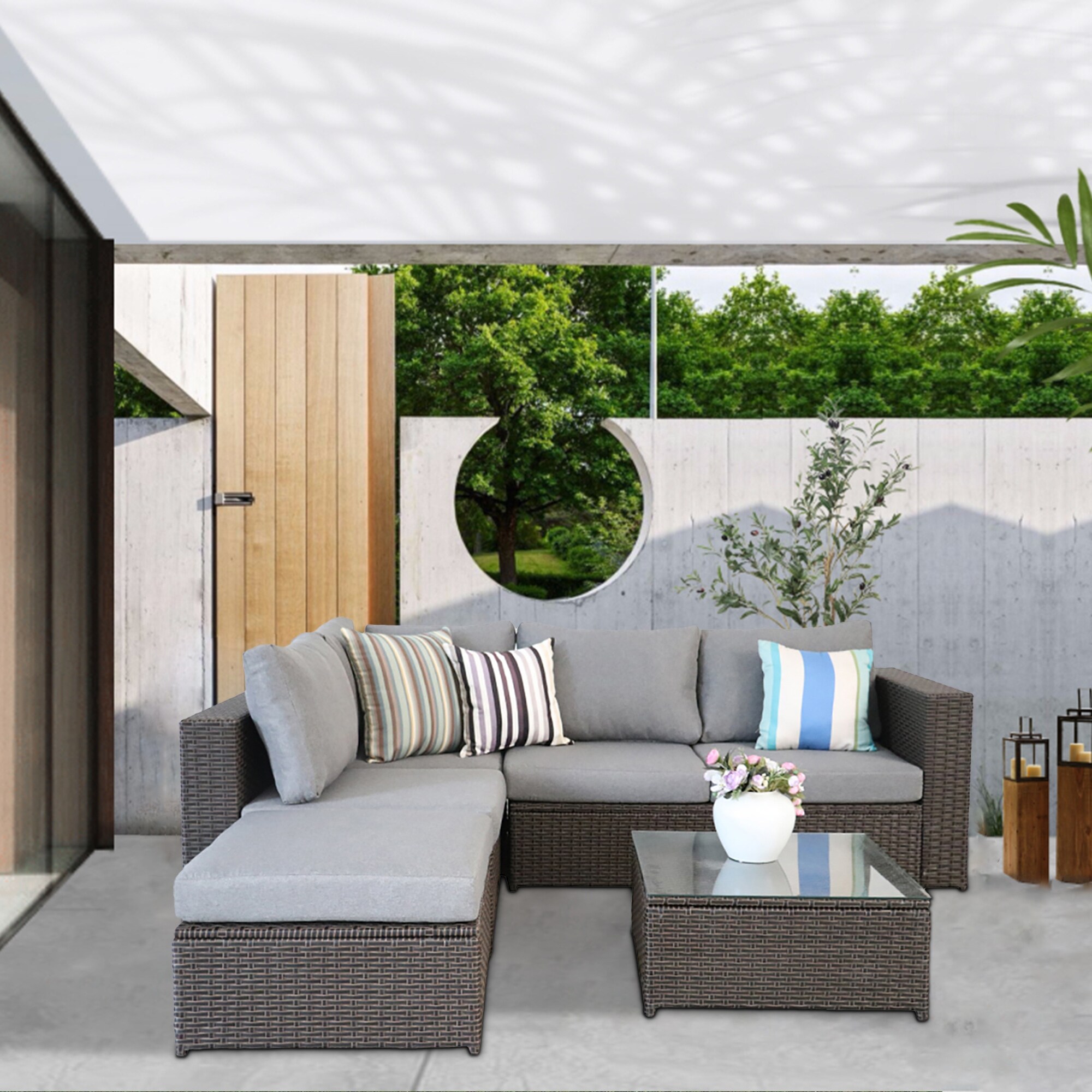 Grey rattan hotsell effect corner sofa