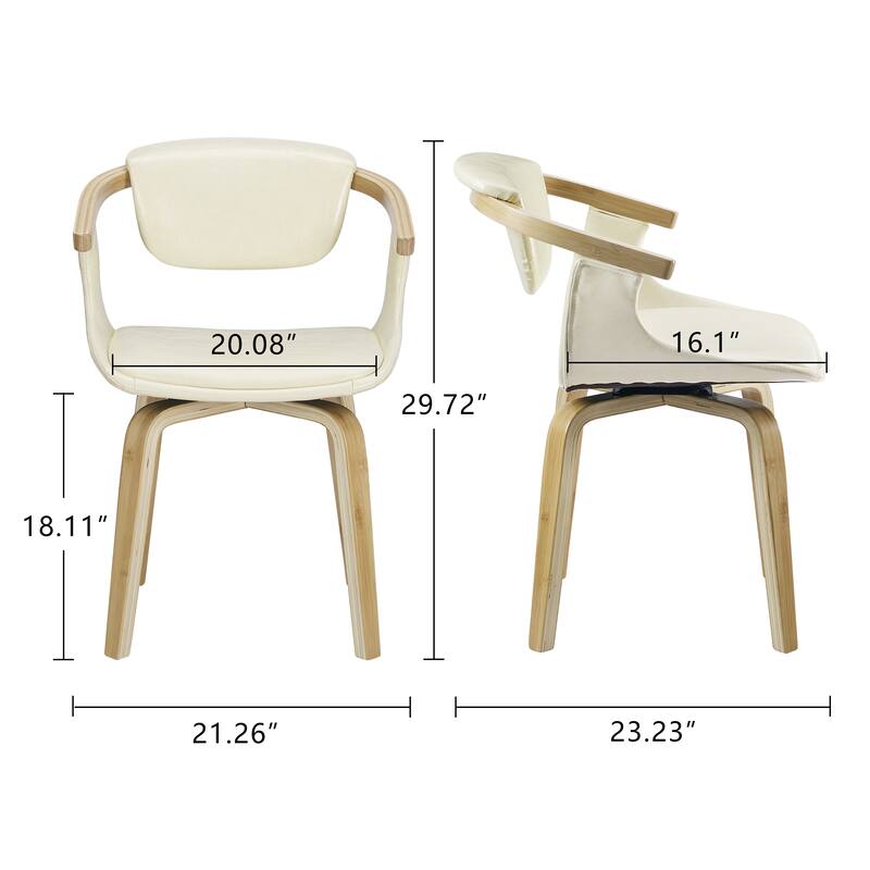 Art Leon Set of 4 Wood and Faux Leather Swivel Chairs