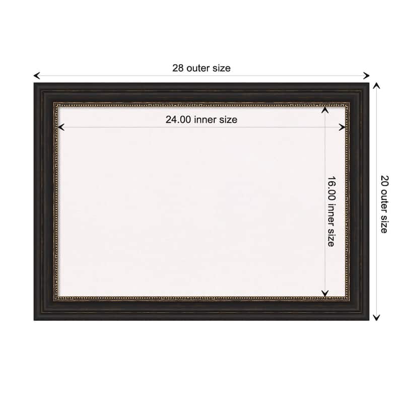 Accent Bronze Narrow Framed White Corkboard Bulletin Board - Board Size 24x16