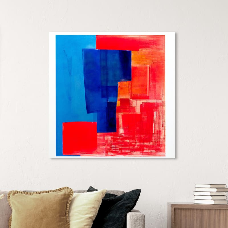 Wynwood Studio Abstract Hot and Cold Abstract Blue and Modern & Contemporary Wall Art Canvas Print - 40 x 40