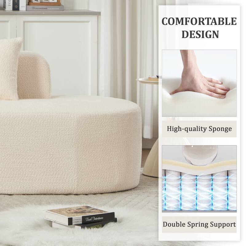 L-Shape Boneless Couch for Living Room, Curved Sectional Sofa Memory Foam Floor Sofa with 5 Pillows