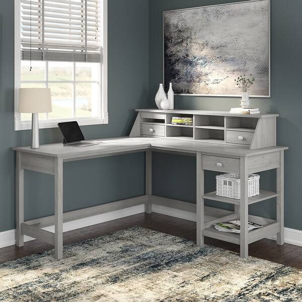 Copper Grove Altona 60 Inch L Shaped Computer Desk With Organizer On Sale Overstock 30277943 Modern Gray Silver Finish