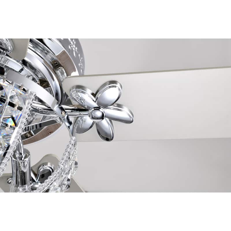 Santana 52 Inch Chrome Polished Finish Mid-Century style Ceiling Crystal Fan with Remote