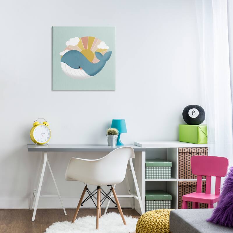 Stupell Whale & Sunshine Rays Canvas Wall Art Design By Sarah Hickman