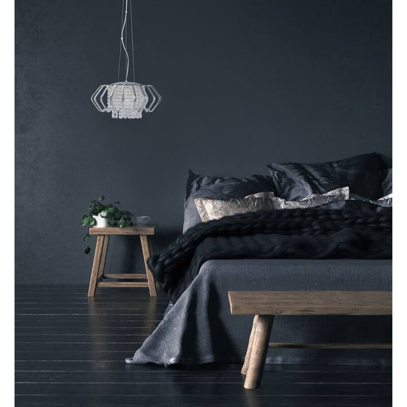 SAFAVIEH Lighting Rejane Pendant - 17.8"x17.8"x9.25-80.5" - Blue Crackle - 18Wx18Dx81H