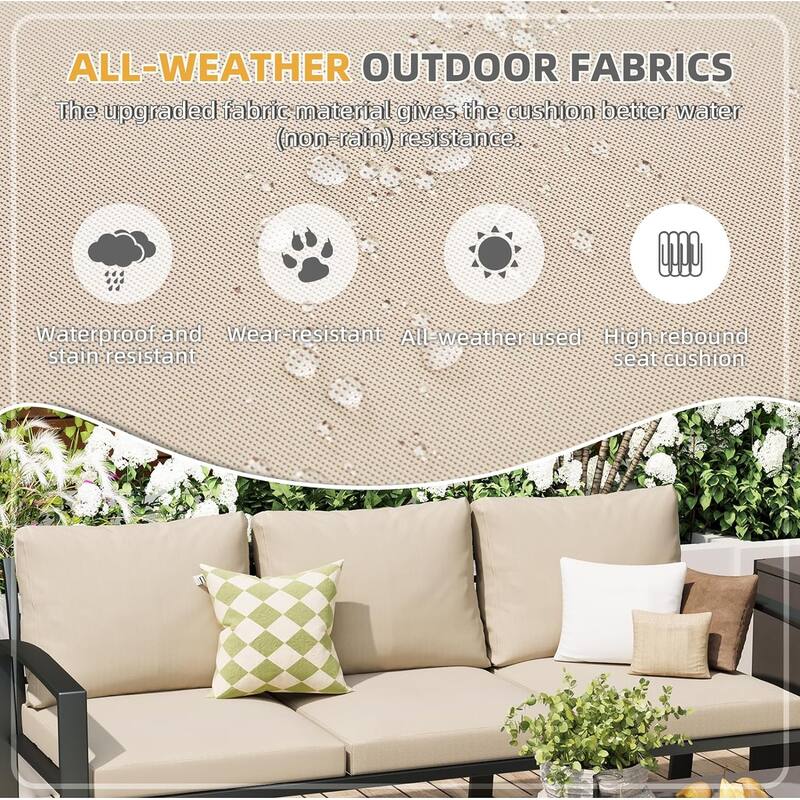 AECOJOY Metal Patio Furniture Set 7 Pieces Modern Outdoor Conversation Set
