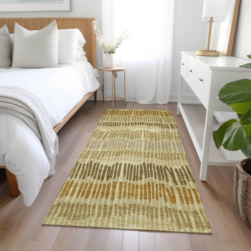 Machine Washable Indoor/ Outdoor Chantille Abstract Stripe Rug