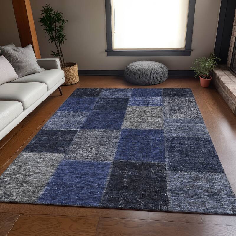 Premium Washable Super Soft Vintage Global Mayfield Rug - Navy - 3' x 5' - Rectangle