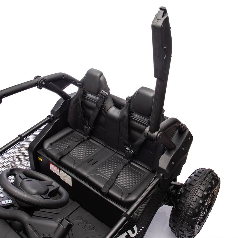 24V Two-seater Kids Ride w/Parents Control,20in seat width,400W Super high power,Horn,Rear storage space,For Kids aged 3+