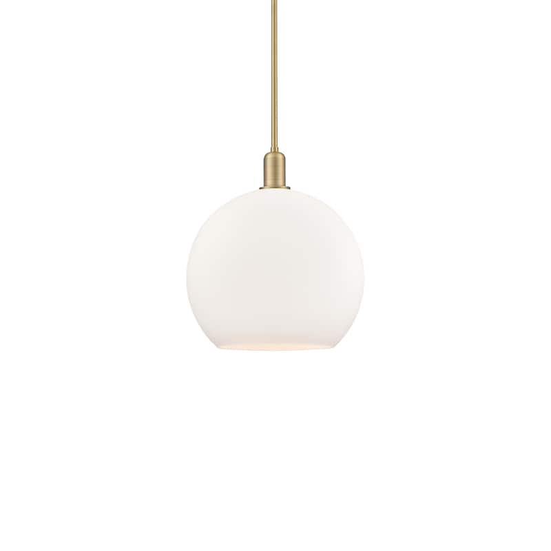 Innovations Lighting 716-1S-18-14 Athens Pendant Athens 14" Wide - Brushed Brass / Matte White